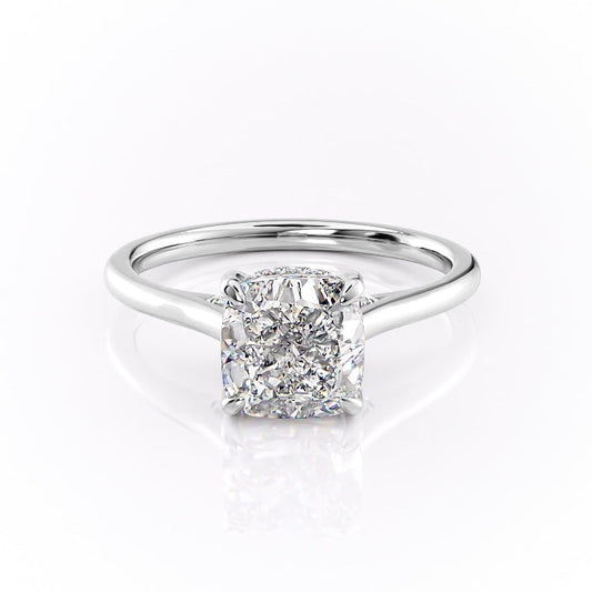 The Aurora — Cushion Lab Diamond Secret Halo Engagement Ring VI