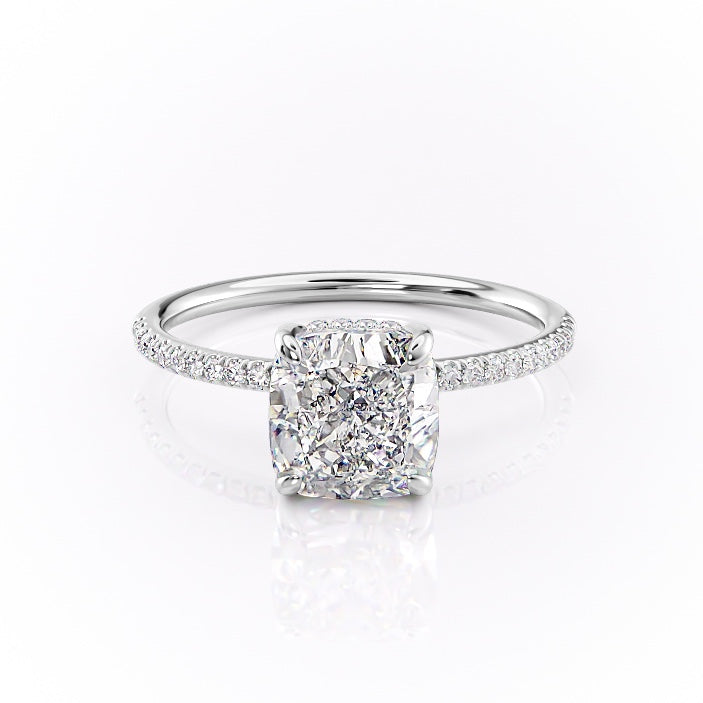 The Aurora — Cushion Lab Diamond Secret Halo Engagement Ring V
