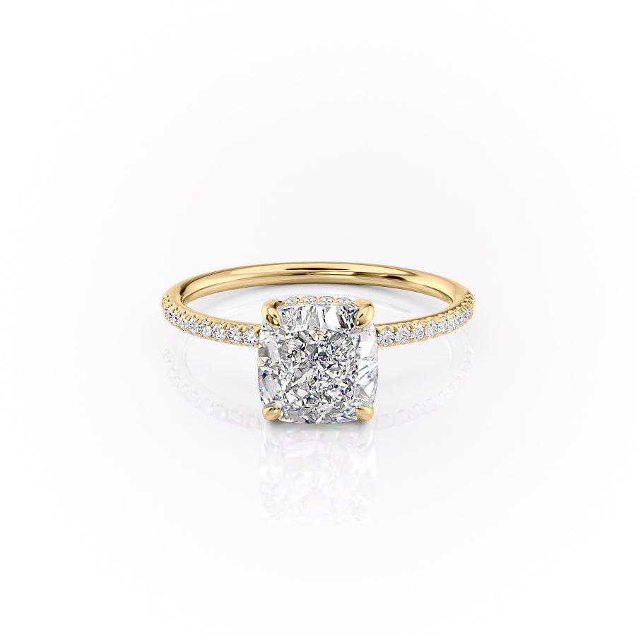 The Aurora — Cushion Lab Diamond Secret Halo Engagement Ring V