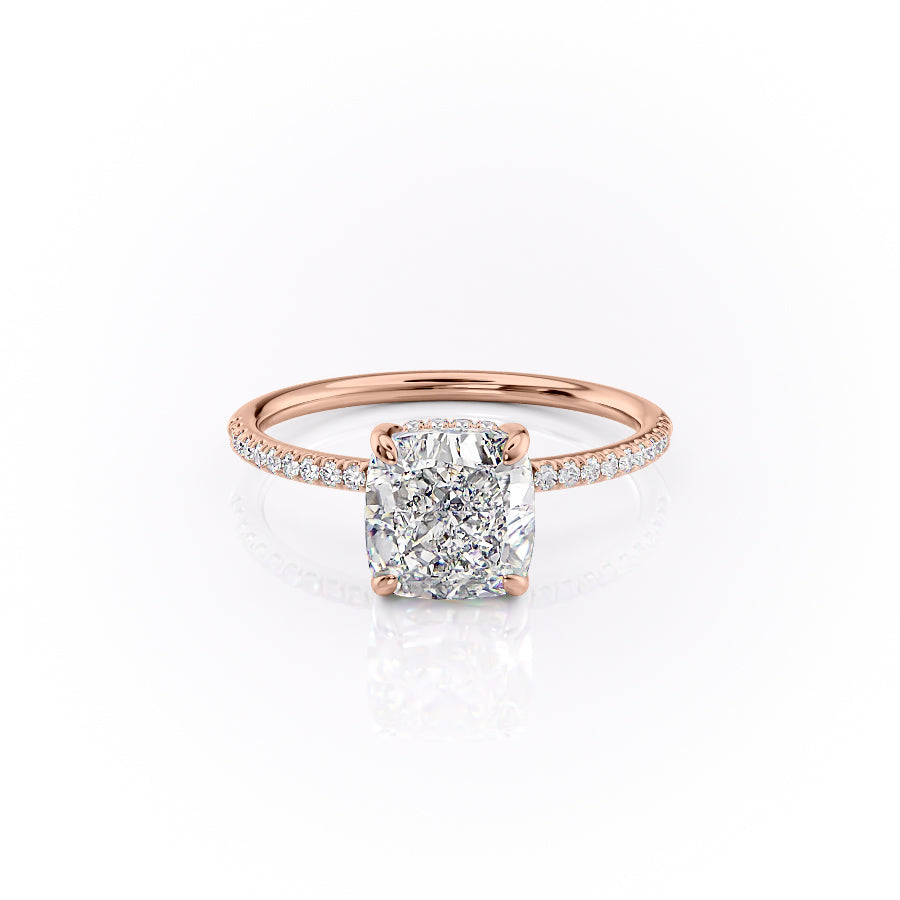 The Aurora — Cushion Lab Diamond Secret Halo Engagement Ring V