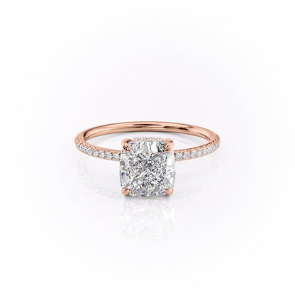 The Aurora — Cushion Lab Diamond Secret Halo Engagement Ring V