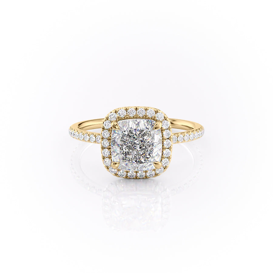 The Aurora — Cushion Lab Diamond Halo Engagement Ring