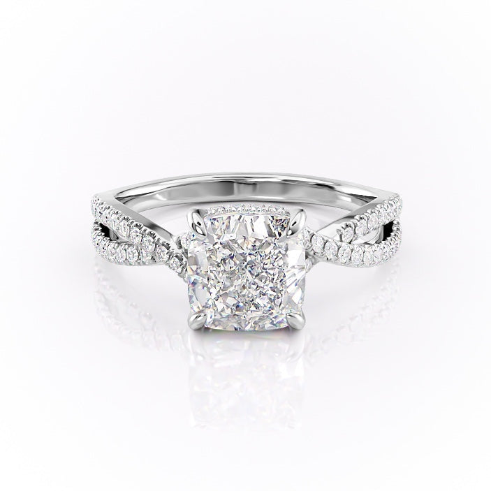 The Elise — Cushion Lab Diamond Side-Stone Engagement Ring