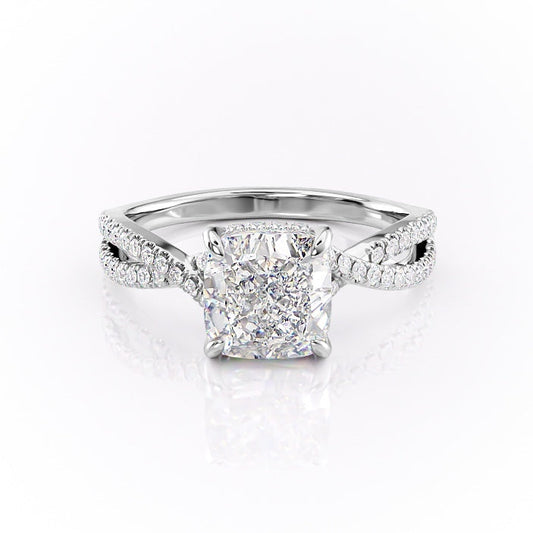 The Elise — Cushion Lab Diamond Side-Stone Engagement Ring