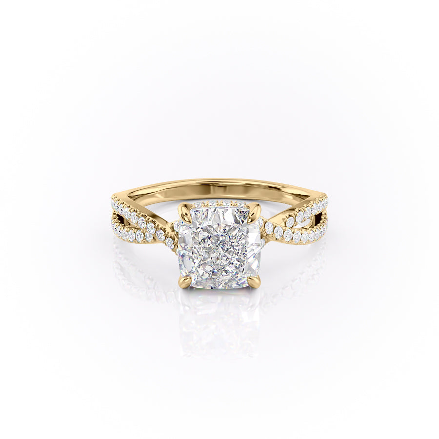 The Elise — Cushion Lab Diamond Side-Stone Engagement Ring