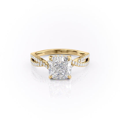 The Elise — Cushion Lab Diamond Side-Stone Engagement Ring