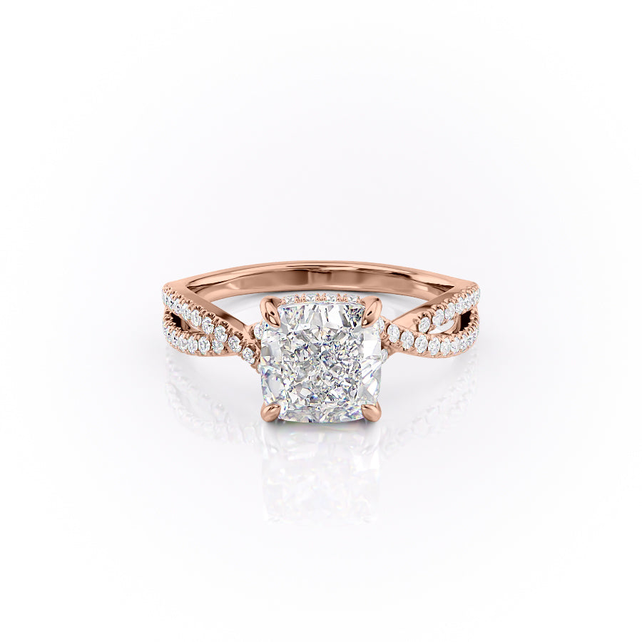 The Elise — Cushion Lab Diamond Side-Stone Engagement Ring