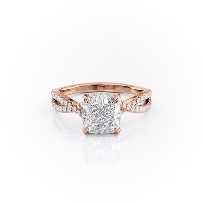 The Elise — Cushion Lab Diamond Side-Stone Engagement Ring
