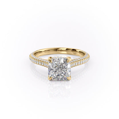 The Celeste — Cushion Lab Diamond Pavé Shoulder Engagement Ring