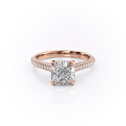 The Celeste — Cushion Lab Diamond Pavé Shoulder Engagement Ring