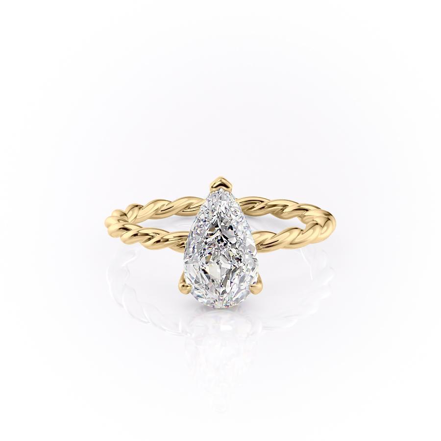 The Elise — Pear Lab Diamond Twisted Band Secret Halo Engagement Ring II