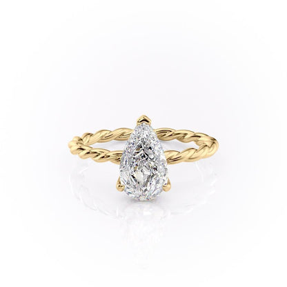 The Elise — Pear Lab Diamond Twisted Band Secret Halo Engagement Ring II