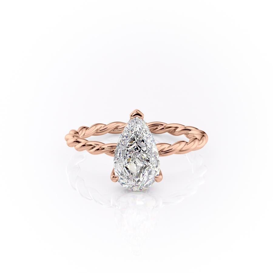 The Elise — Pear Lab Diamond Twisted Band Secret Halo Engagement Ring II