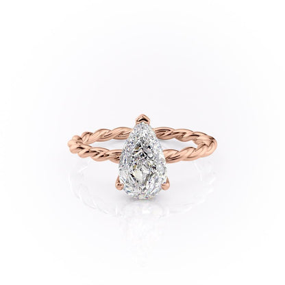 The Elise — Pear Lab Diamond Twisted Band Secret Halo Engagement Ring II