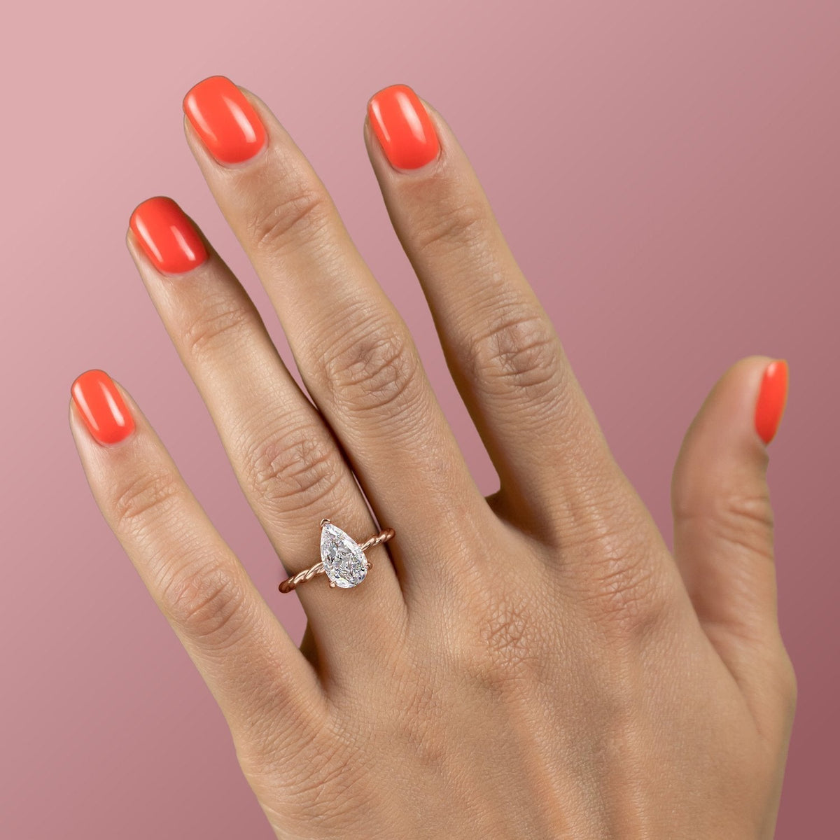 The Elise — Pear Lab Diamond Twisted Band Secret Halo Engagement Ring II
