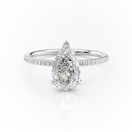 The Rose — Pear Lab Diamond Secret Halo Engagement Ring IV
