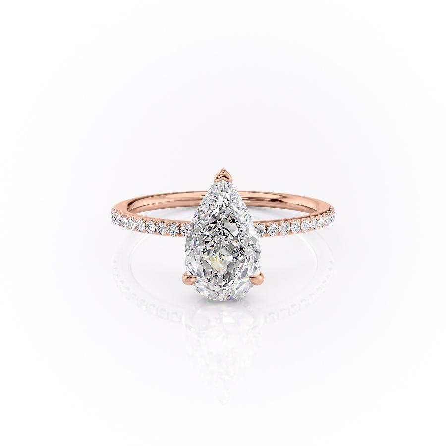 The Rose — Pear Lab Diamond Secret Halo Engagement Ring IV