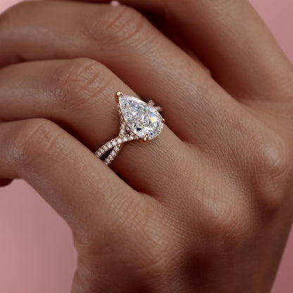 The Elise — Pear Lab Diamond Side-Stone Engagement Ring