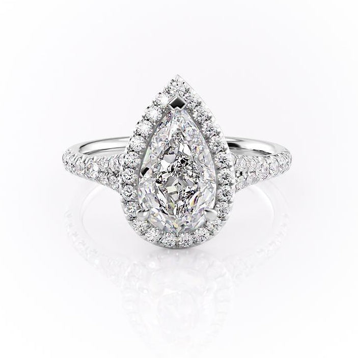 The Aurora — Pear Lab Diamond Halo Engagement Ring