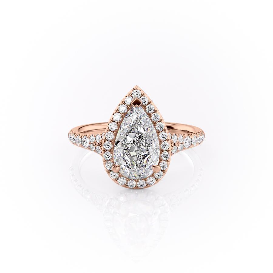 The Aurora — Pear Lab Diamond Halo Engagement Ring