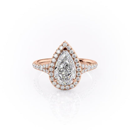 The Aurora — Pear Lab Diamond Halo Engagement Ring