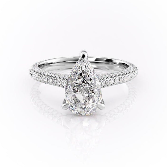 The Celeste — Pear Lab Diamond Pavé Shoulder Engagement Ring
