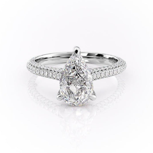 The Celeste — Pear Lab Diamond Pavé Shoulder Engagement Ring