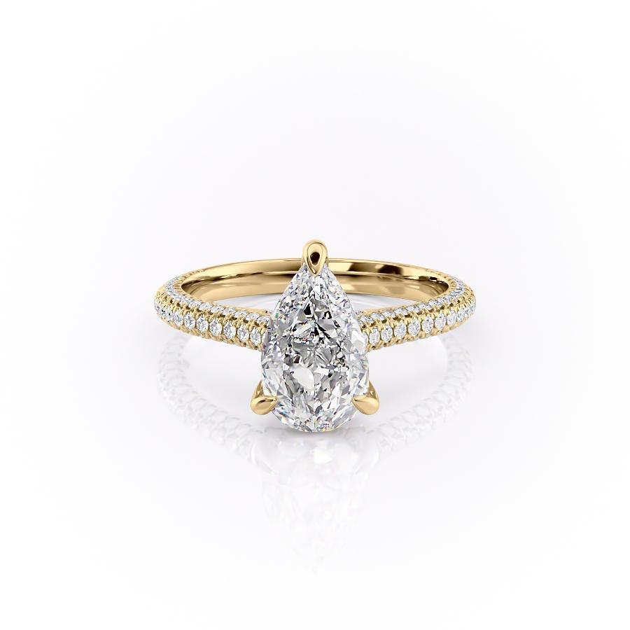The Celeste — Pear Lab Diamond Pavé Shoulder Engagement Ring