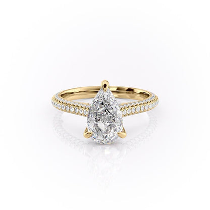 The Celeste — Pear Lab Diamond Pavé Shoulder Engagement Ring