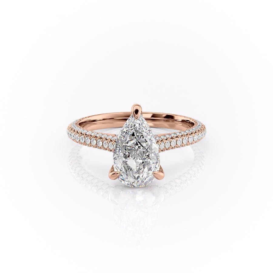 The Celeste — Pear Lab Diamond Pavé Shoulder Engagement Ring