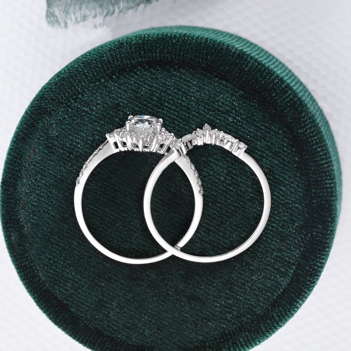The Violet Set — Pear Lab Diamond Vintage Wedding Ring Set XI