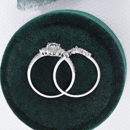 The Violet Set — Pear Lab Diamond Vintage Wedding Ring Set XI