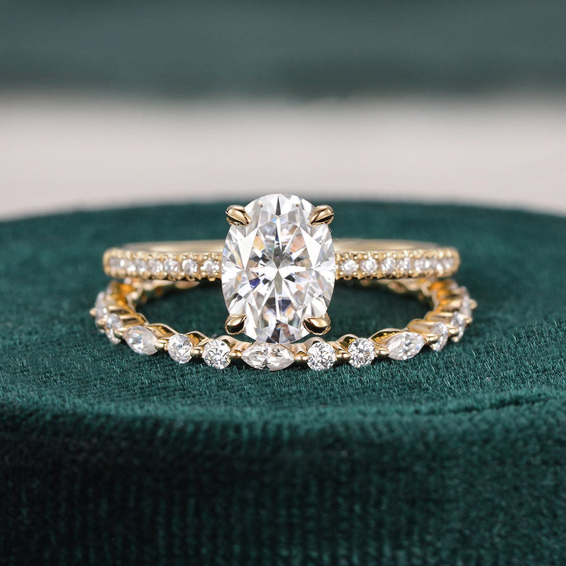The Aurora Set — Oval Lab Diamond Bridal Wedding Ring Set III