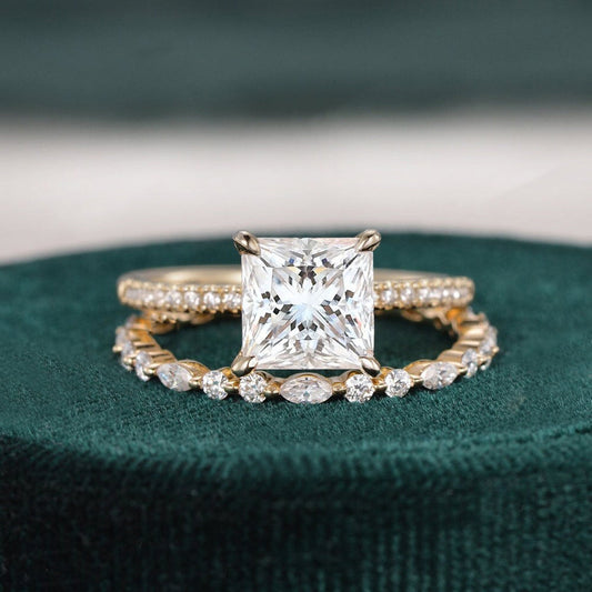 The Aurora Set — Princess Lab Diamond Bridal Wedding Ring Set