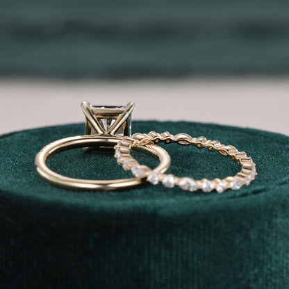 The Aurora Set — Princess Lab Diamond Bridal Wedding Ring Set