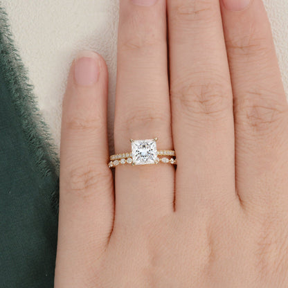 The Aurora Set — Princess Lab Diamond Bridal Wedding Ring Set