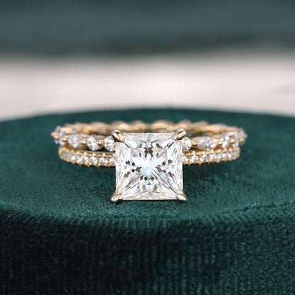The Aurora Set — Princess Lab Diamond Bridal Wedding Ring Set