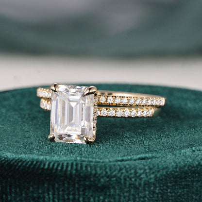 The Aurora Set — Emerald Lab Diamond Bridal Wedding Ring Set III