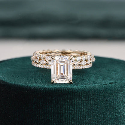 The Aurora Set — Emerald Lab Diamond Bridal Wedding Ring Set II