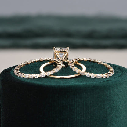 The Aurora Set — Emerald Lab Diamond Bridal Wedding Ring Set II
