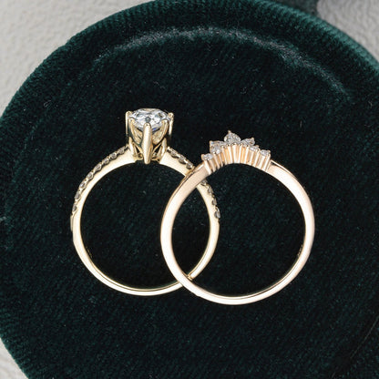 The Violet Set — Pear Lab Diamond Vintage Wedding Ring Set X