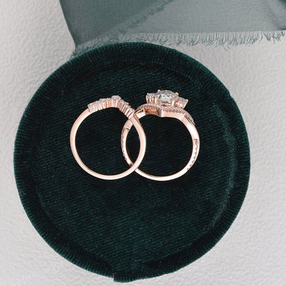 The Grace Set — Oval Lab Diamond Vintage Wedding Ring Set V