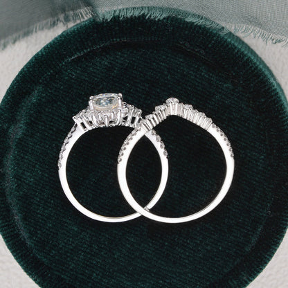 The Violet Set — Pear Lab Diamond Vintage Wedding Ring Set IX