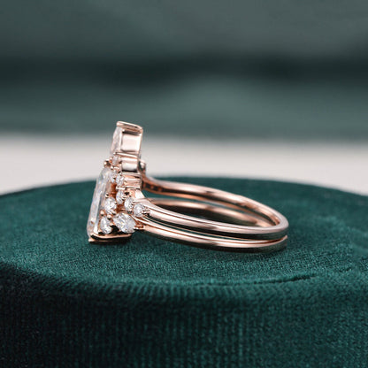 The Violet Set — Pear Lab Diamond Vintage Wedding Ring Set VIII