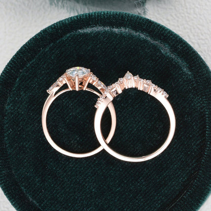 The Violet Set — Pear Lab Diamond Vintage Wedding Ring Set VIII