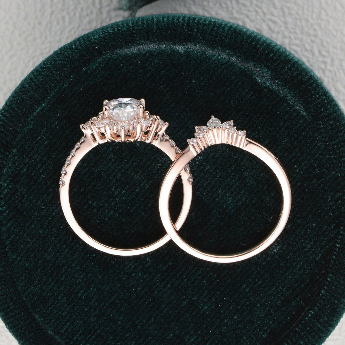 The Violet Set — Pear Lab Diamond Vintage Wedding Ring Set VII