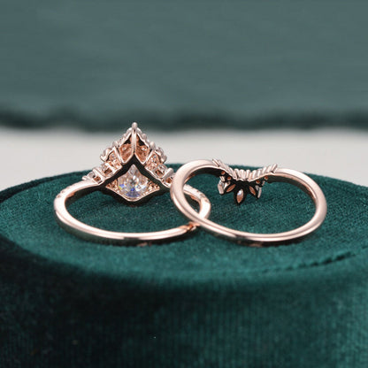 The Violet Set — Pear Lab Diamond Vintage Wedding Ring Set VII