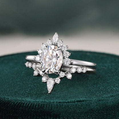 The Grace Set — Oval Lab Diamond Vintage Wedding Ring Set IV