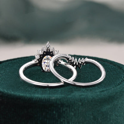 The Grace Set — Oval Lab Diamond Vintage Wedding Ring Set III