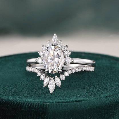 The Grace Set — Oval Lab Diamond Vintage Wedding Ring Set III